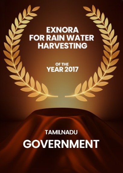 Exnora award for rain water harvesting of the year 2017 from Tamil Nadu Government