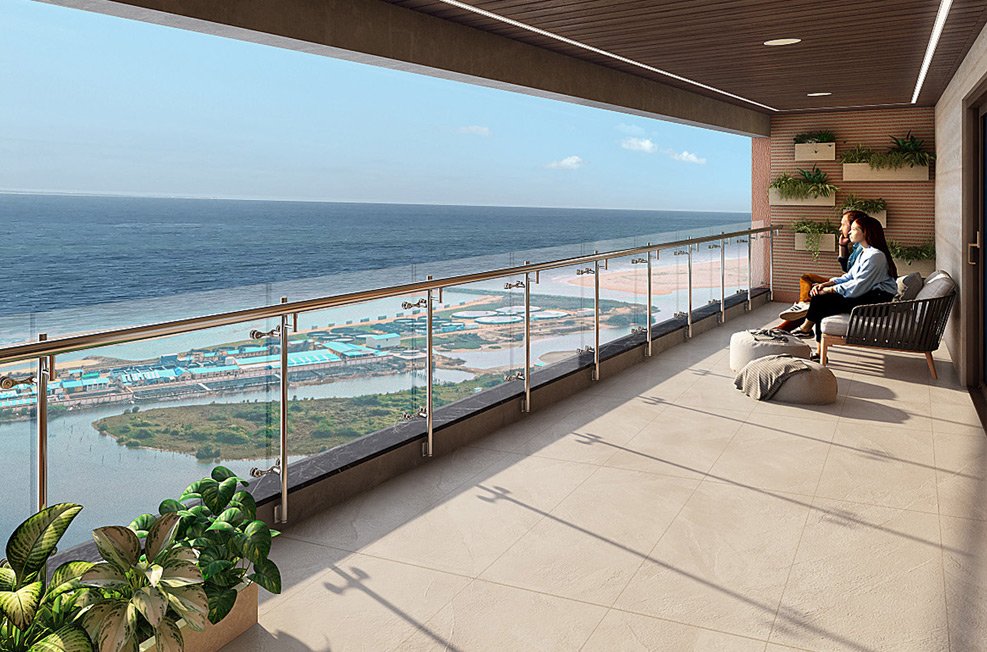 Blue Jewel balcony with panoramic sea and backwater views
