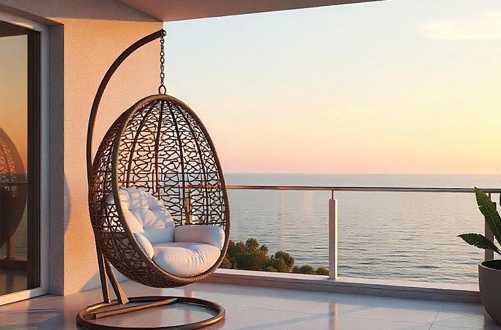 Sea-facing balcony view at Blue Jewel